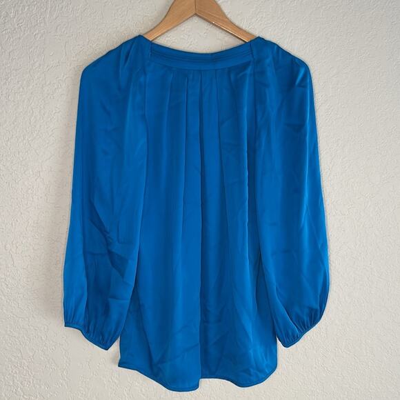 Diane Von Furstenberg Cahil Blouse Silk Blue DVF Minimalist Preppy Summer Office - Picture 9 of 10